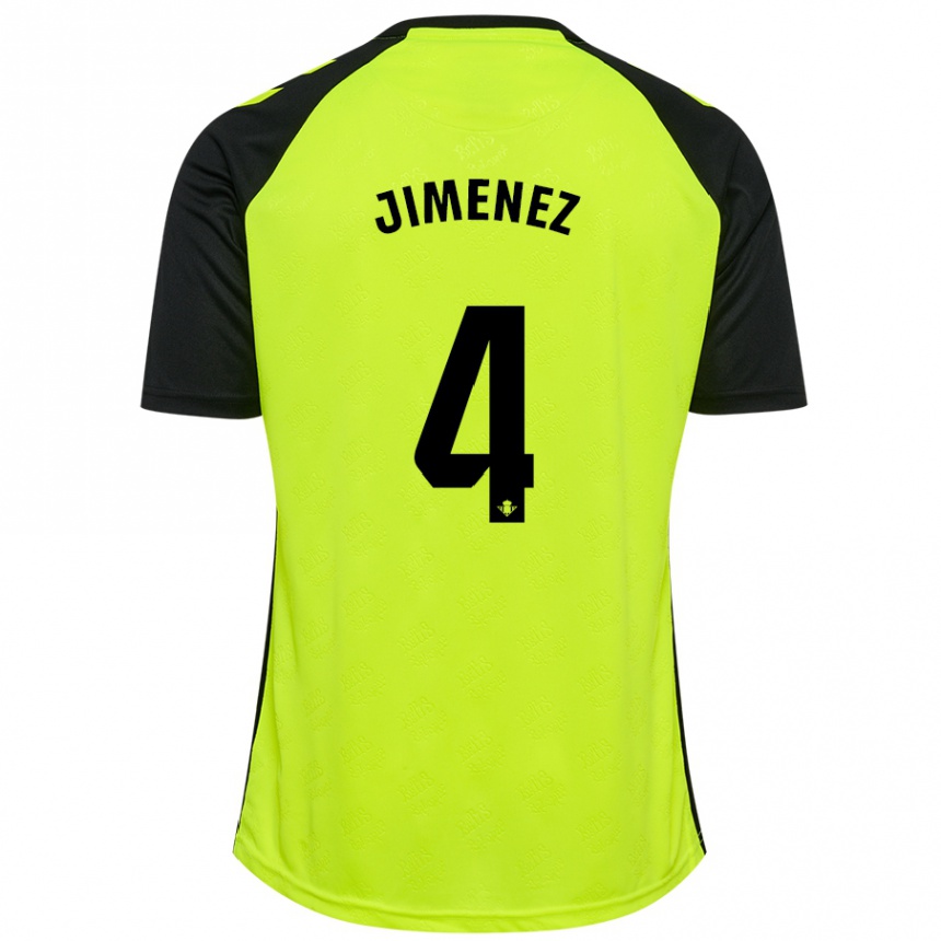 Kids Football María Jiménez Gutiérrez #4 Fluorescent Yellow Black Away Jersey 2024/25 T-Shirt Canada