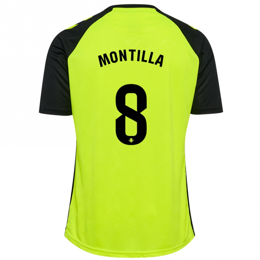 Kids Football Natalia Montilla #8 Fluorescent Yellow Black Away Jersey 2024/25 T-Shirt Canada