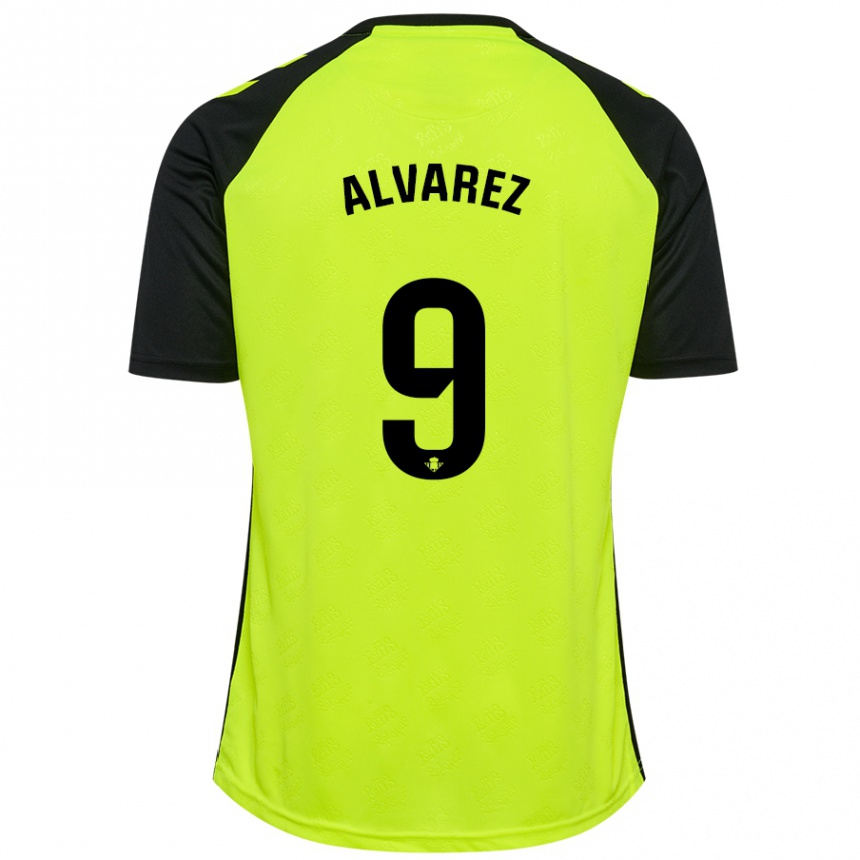 Kids Football Carmen Álvarez Sánchez #9 Fluorescent Yellow Black Away Jersey 2024/25 T-Shirt Canada