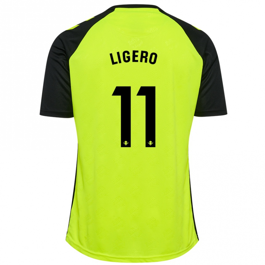 Kids Football Nuria Ligero #11 Fluorescent Yellow Black Away Jersey 2024/25 T-Shirt Canada