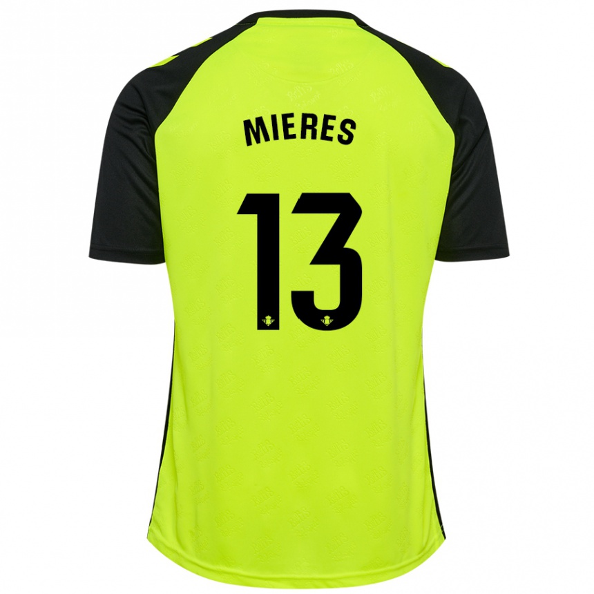 Kids Football Malena Mieres García #13 Fluorescent Yellow Black Away Jersey 2024/25 T-Shirt Canada