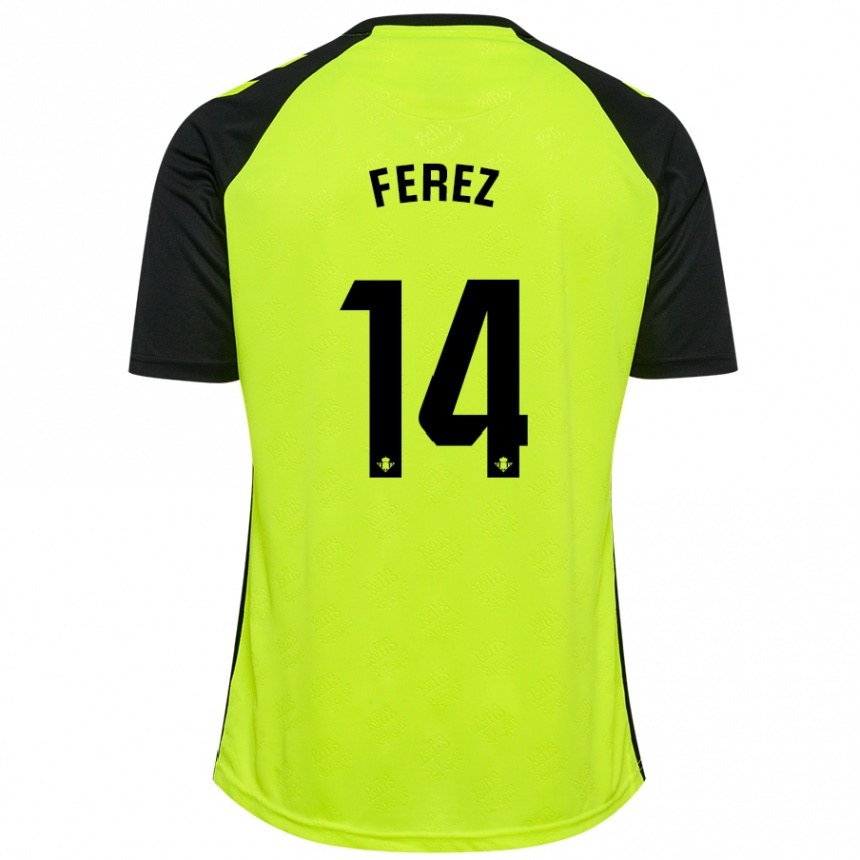 Kids Football Carolina Férez #14 Fluorescent Yellow Black Away Jersey 2024/25 T-Shirt Canada