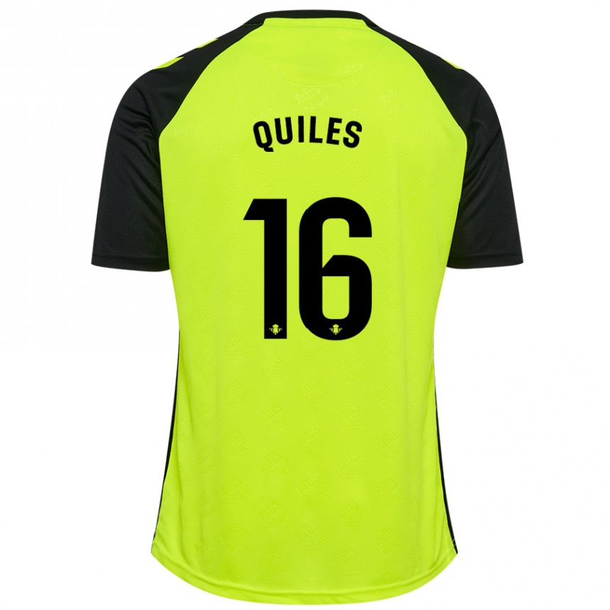 Kids Football Violeta García Quiles #16 Fluorescent Yellow Black Away Jersey 2024/25 T-Shirt Canada