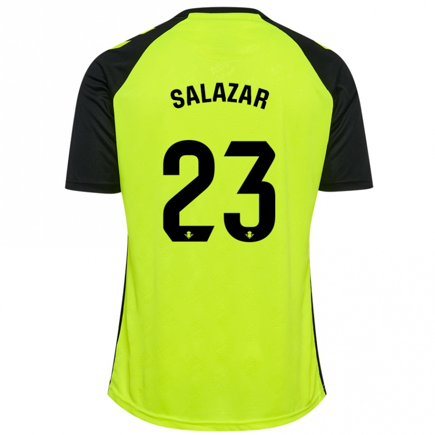 Kids Football Noelia Salazar #23 Fluorescent Yellow Black Away Jersey 2024/25 T-Shirt Canada