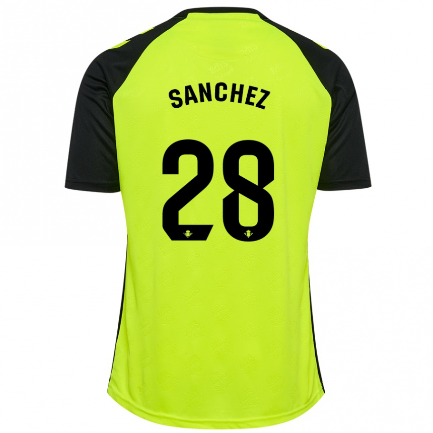 Kids Football Marina Sánchez #28 Fluorescent Yellow Black Away Jersey 2024/25 T-Shirt Canada