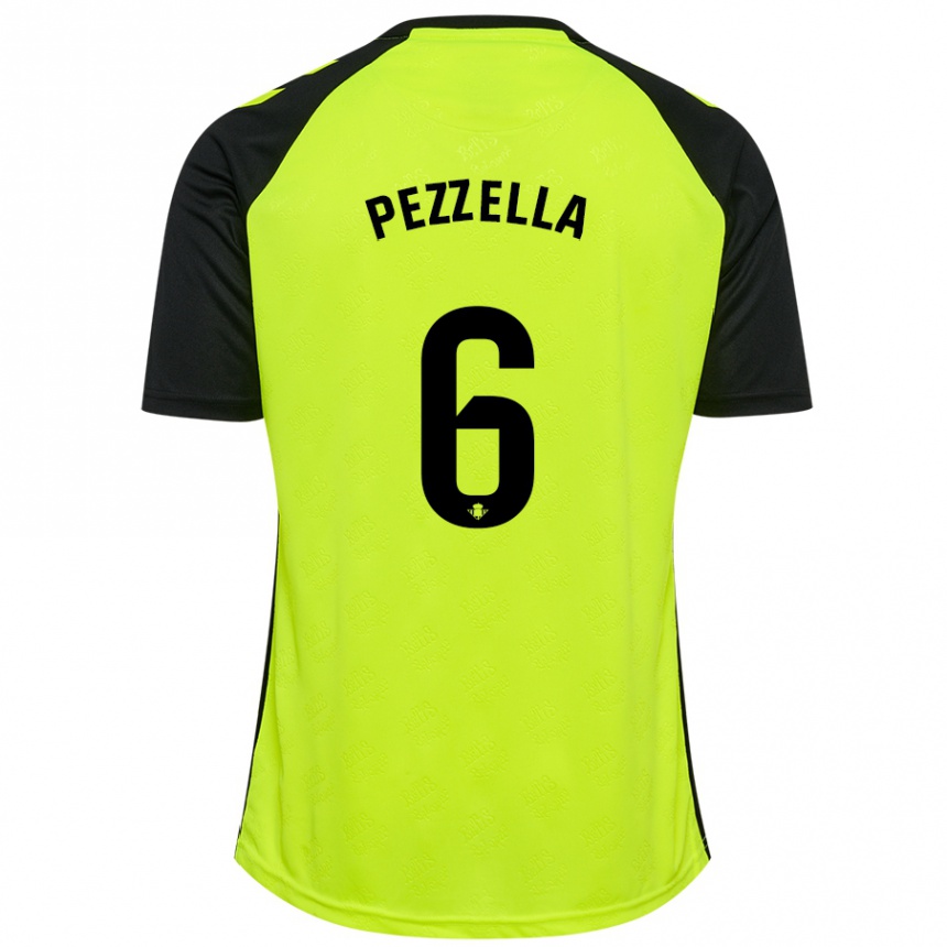 Kids Football Germán Pezzella #6 Fluorescent Yellow Black Away Jersey 2024/25 T-Shirt Canada