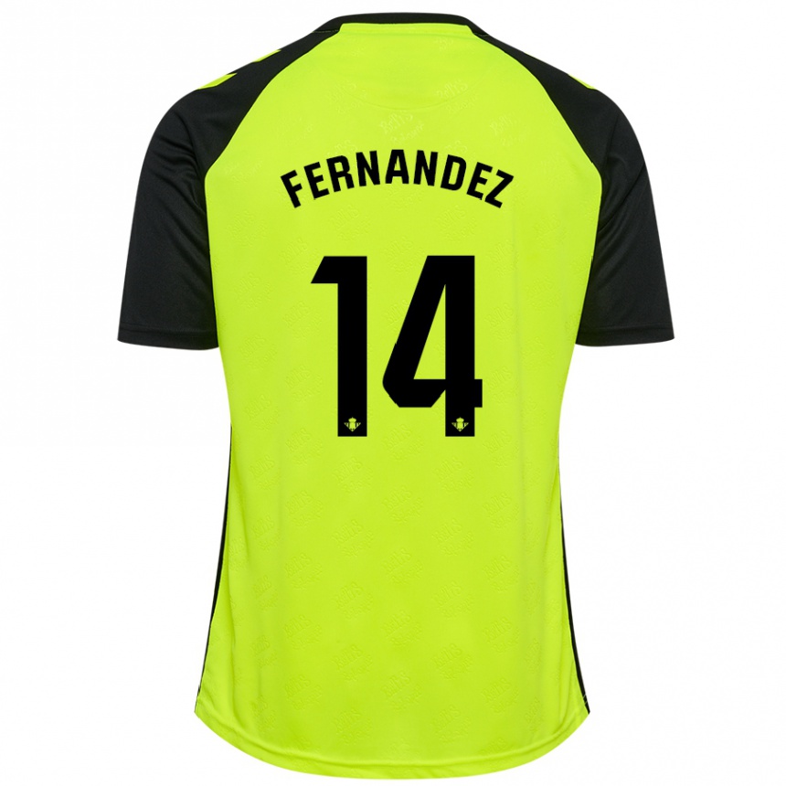 Kids Football Quique Fernández #14 Fluorescent Yellow Black Away Jersey 2024/25 T-Shirt Canada