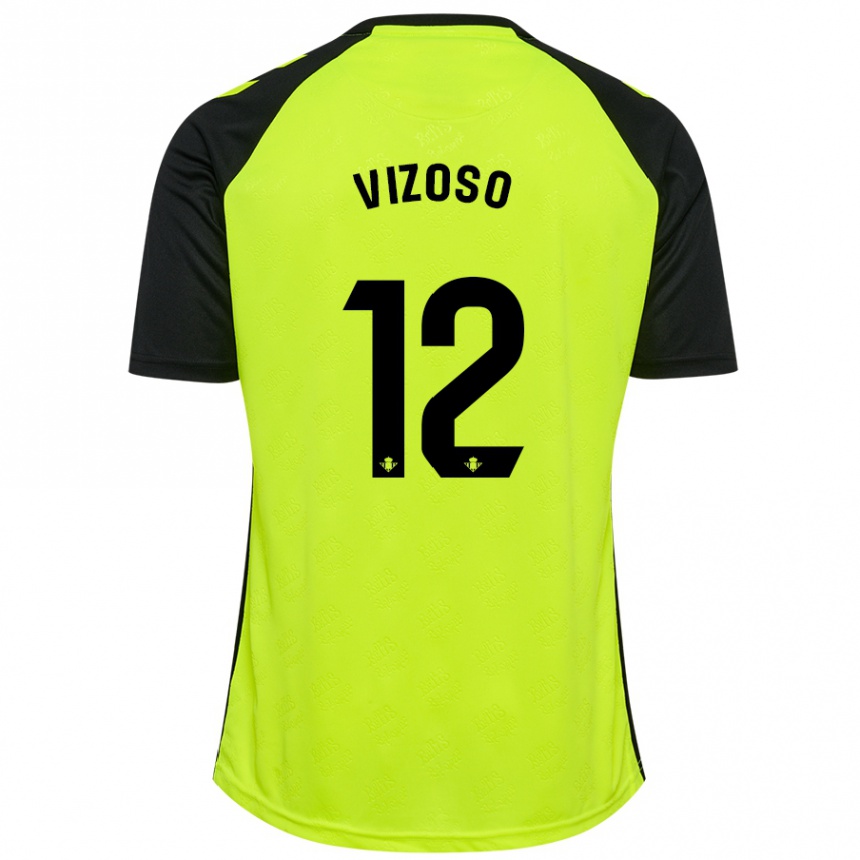 Kids Football Paula Vizoso Prieto #12 Fluorescent Yellow Black Away Jersey 2024/25 T-Shirt Canada