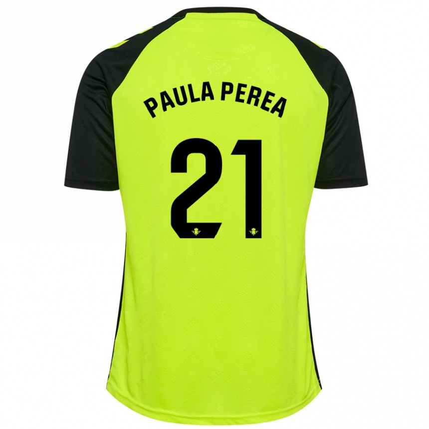 Enfant Football Maillot Paula Perea Ramírez #21 Jaune Fluo Noir Tenues Extérieur 2024/25 Canada