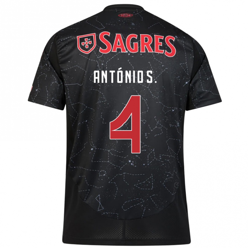 Kids Football António Silva #4 Black Red Away Jersey 2024/25 T-Shirt Canada