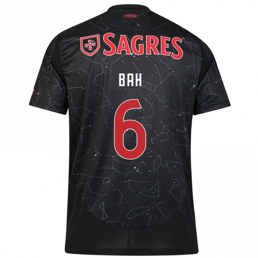 Kids Football Alexander Bah #6 Black Red Away Jersey 2024/25 T-Shirt Canada