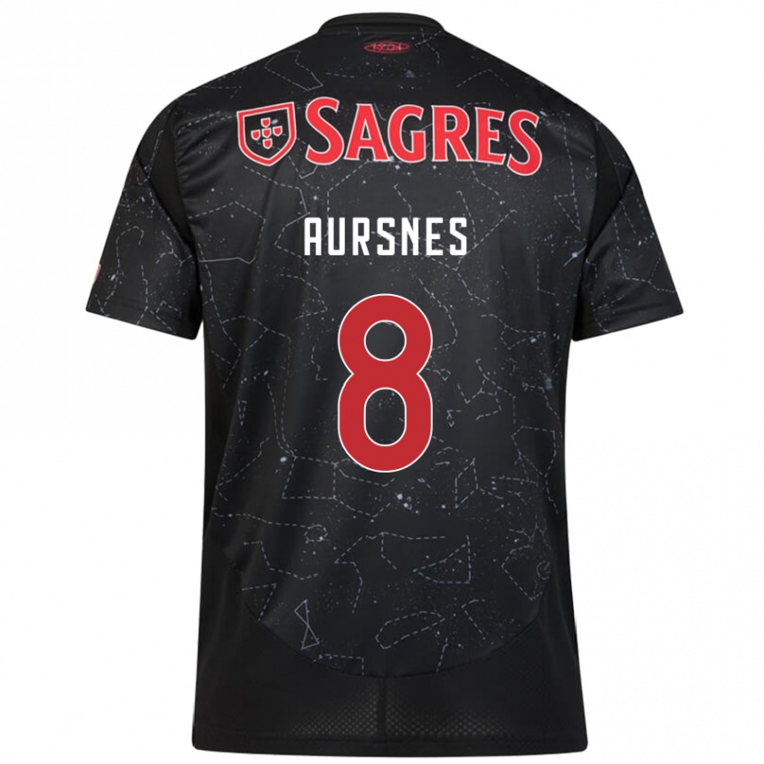 Enfant Football Maillot Fredrik Aursnes #8 Noir Rouge Tenues Extérieur 2024/25 Canada