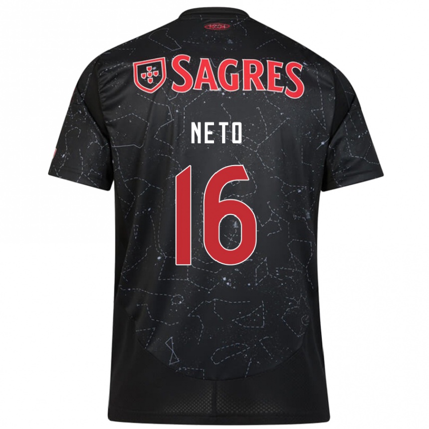 Kids Football Martim Neto #16 Black Red Away Jersey 2024/25 T-Shirt Canada