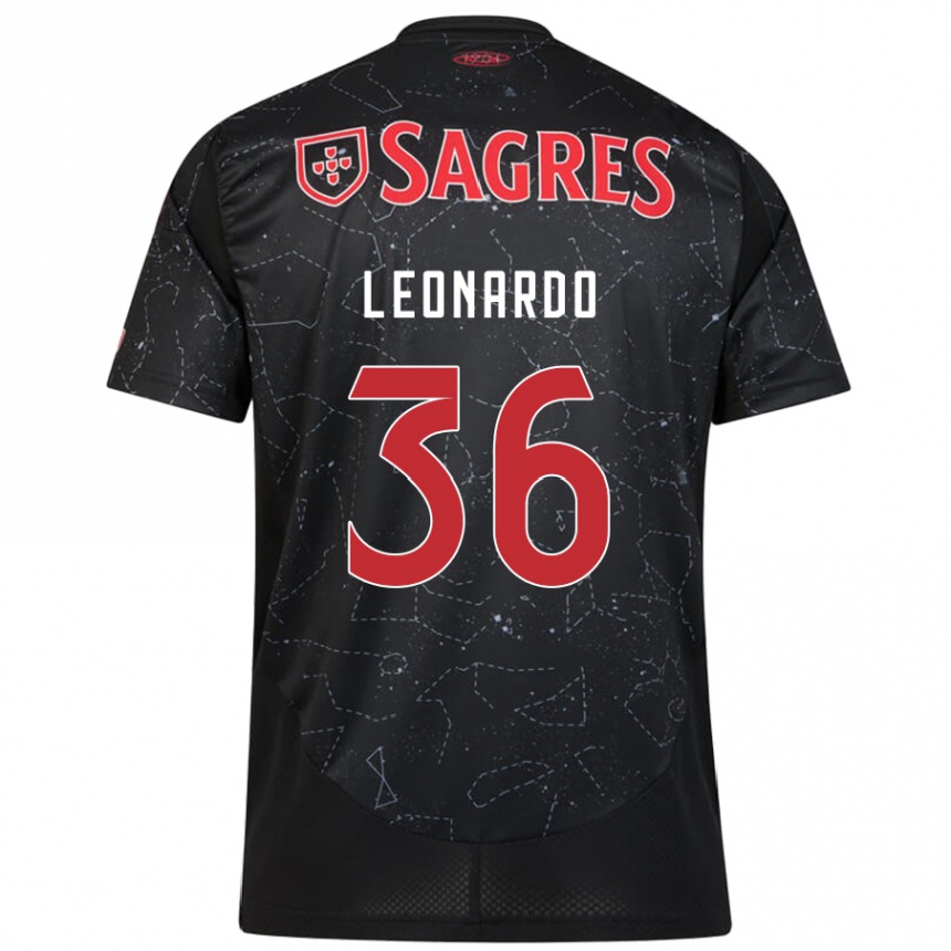 Kids Football Marcos Leonardo #36 Black Red Away Jersey 2024/25 T-Shirt Canada