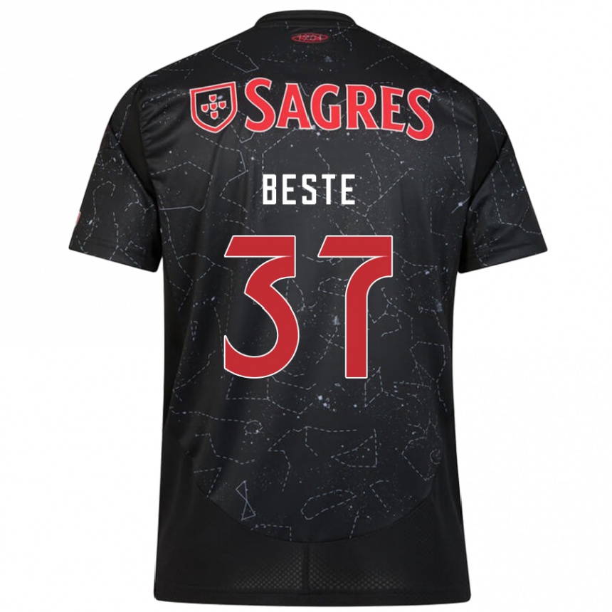 Kids Football Jan-Niklas Beste #37 Black Red Away Jersey 2024/25 T-Shirt Canada