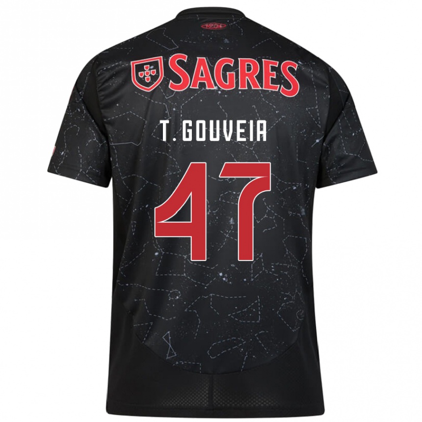 Kids Football Tiago Gouveia #47 Black Red Away Jersey 2024/25 T-Shirt Canada