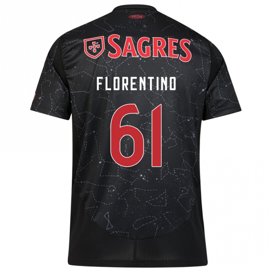 Kids Football Florentino #61 Black Red Away Jersey 2024/25 T-Shirt Canada