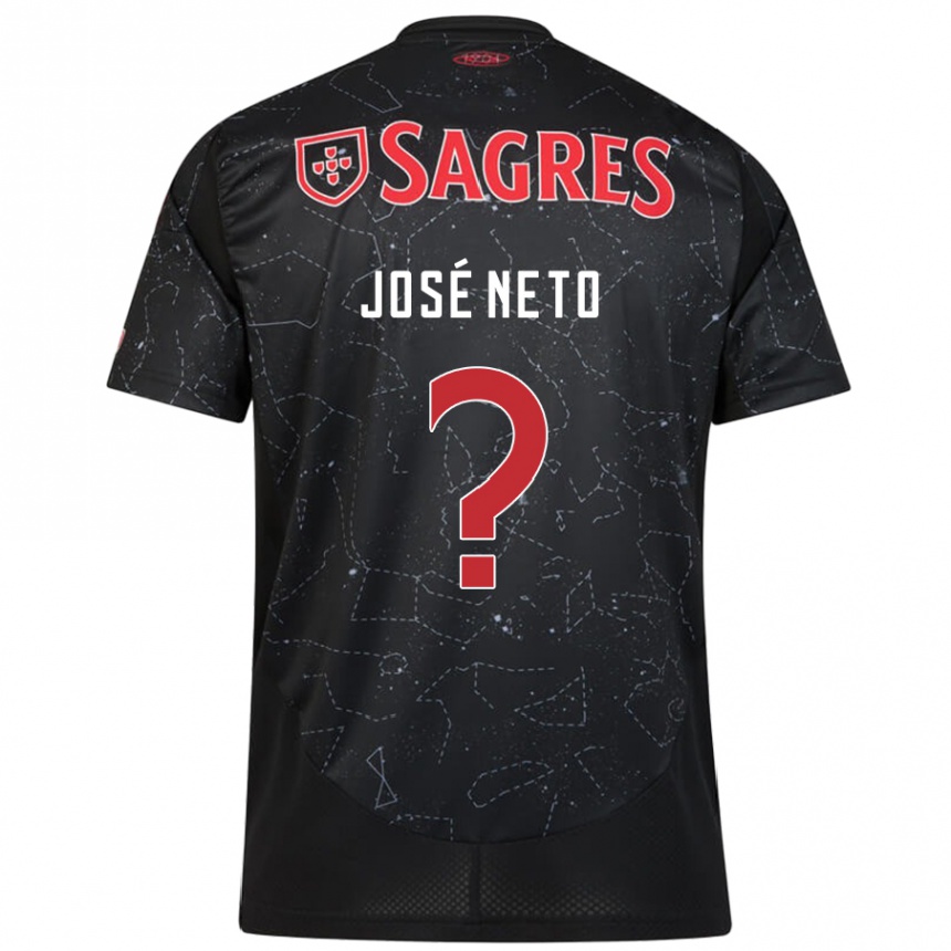 Kids Football José Neto #0 Black Red Away Jersey 2024/25 T-Shirt Canada