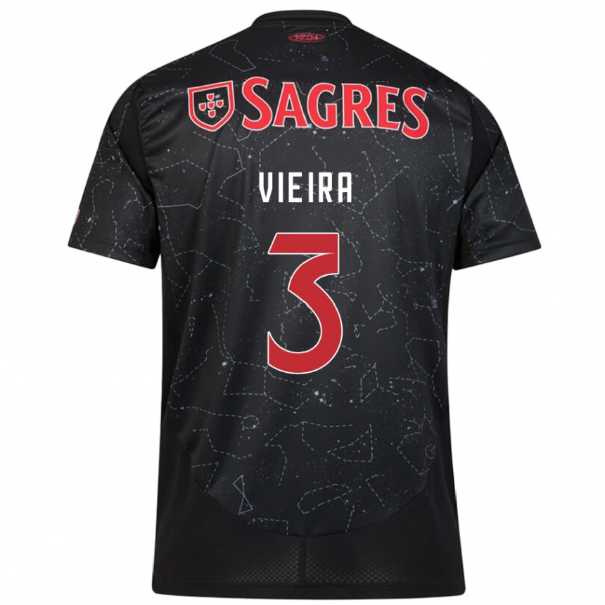 Kids Football Miguel Vieira #3 Black Red Away Jersey 2024/25 T-Shirt Canada