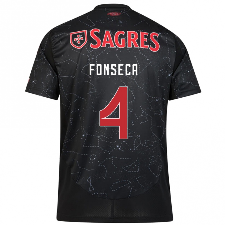 Kids Football João Fonseca #4 Black Red Away Jersey 2024/25 T-Shirt Canada