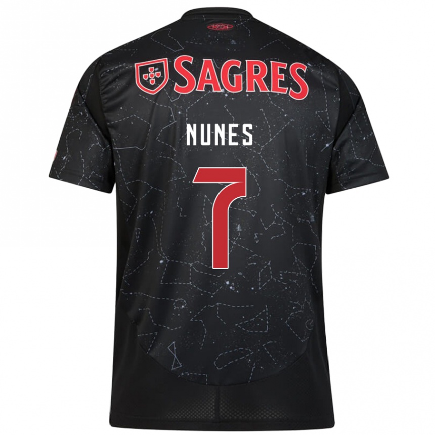 Kids Football Bernardo Nunes #7 Black Red Away Jersey 2024/25 T-Shirt Canada