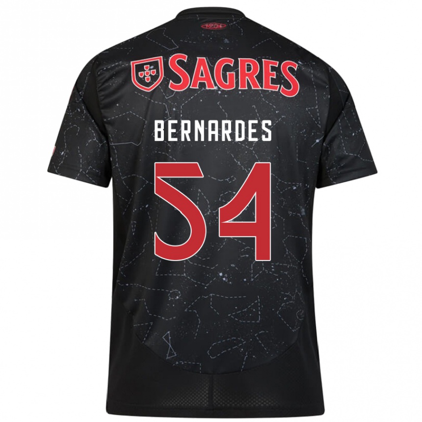 Kids Football Bernardes #54 Black Red Away Jersey 2024/25 T-Shirt Canada