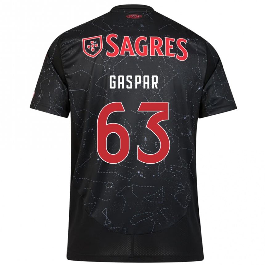 Kids Football Guilherme Gaspar #63 Black Red Away Jersey 2024/25 T-Shirt Canada