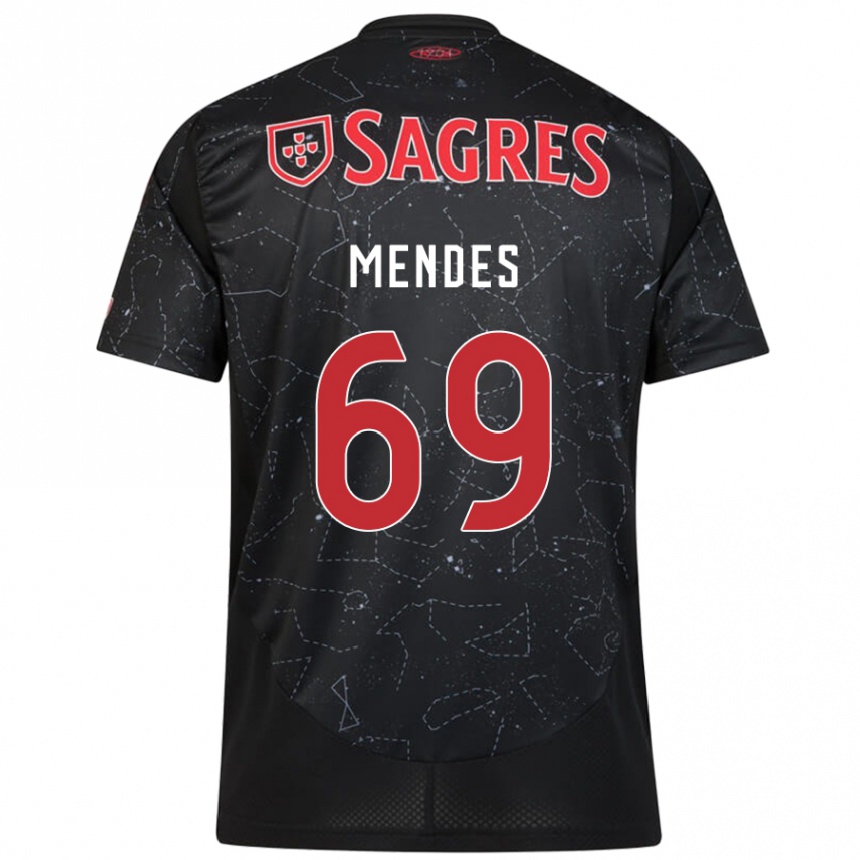 Kids Football Vladimir Mendes #69 Black Red Away Jersey 2024/25 T-Shirt Canada