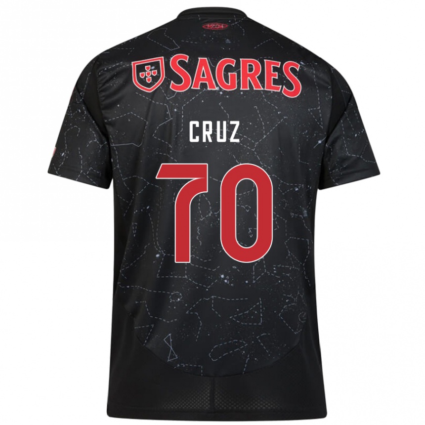 Kids Football Filipe Cruz #70 Black Red Away Jersey 2024/25 T-Shirt Canada