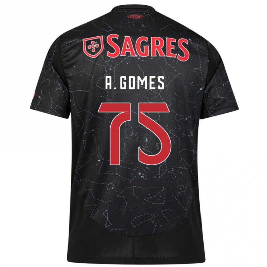 Kids Football André Gomes #75 Black Red Away Jersey 2024/25 T-Shirt Canada