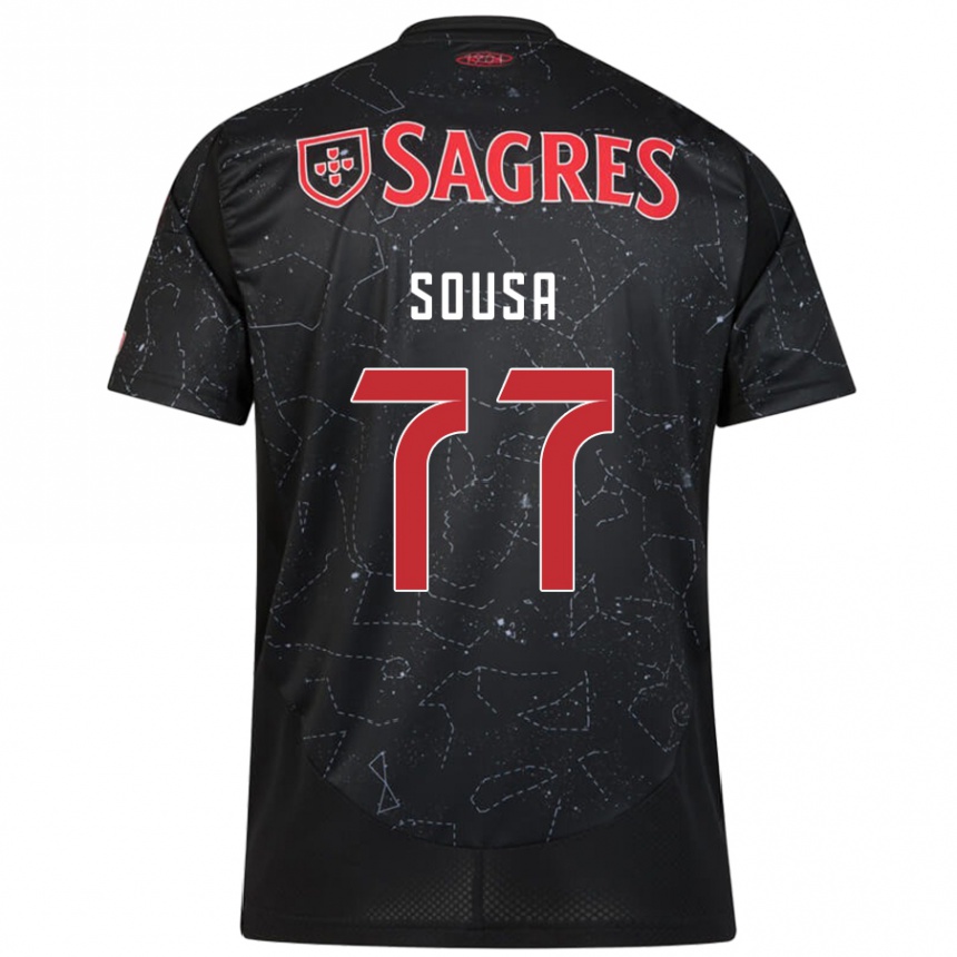 Kids Football Gerson Sousa #77 Black Red Away Jersey 2024/25 T-Shirt Canada