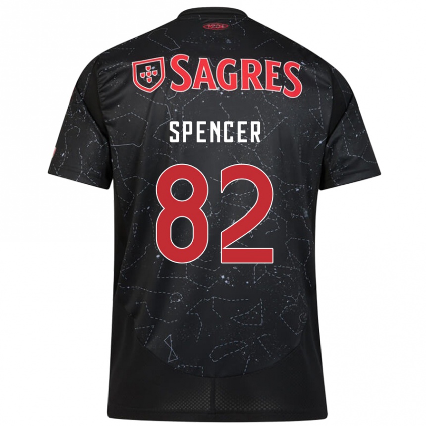 Kids Football Diogo Spencer #82 Black Red Away Jersey 2024/25 T-Shirt Canada