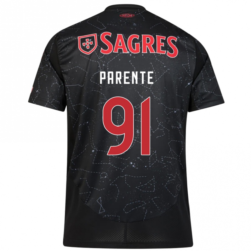 Kids Football Tiago Parente #91 Black Red Away Jersey 2024/25 T-Shirt Canada