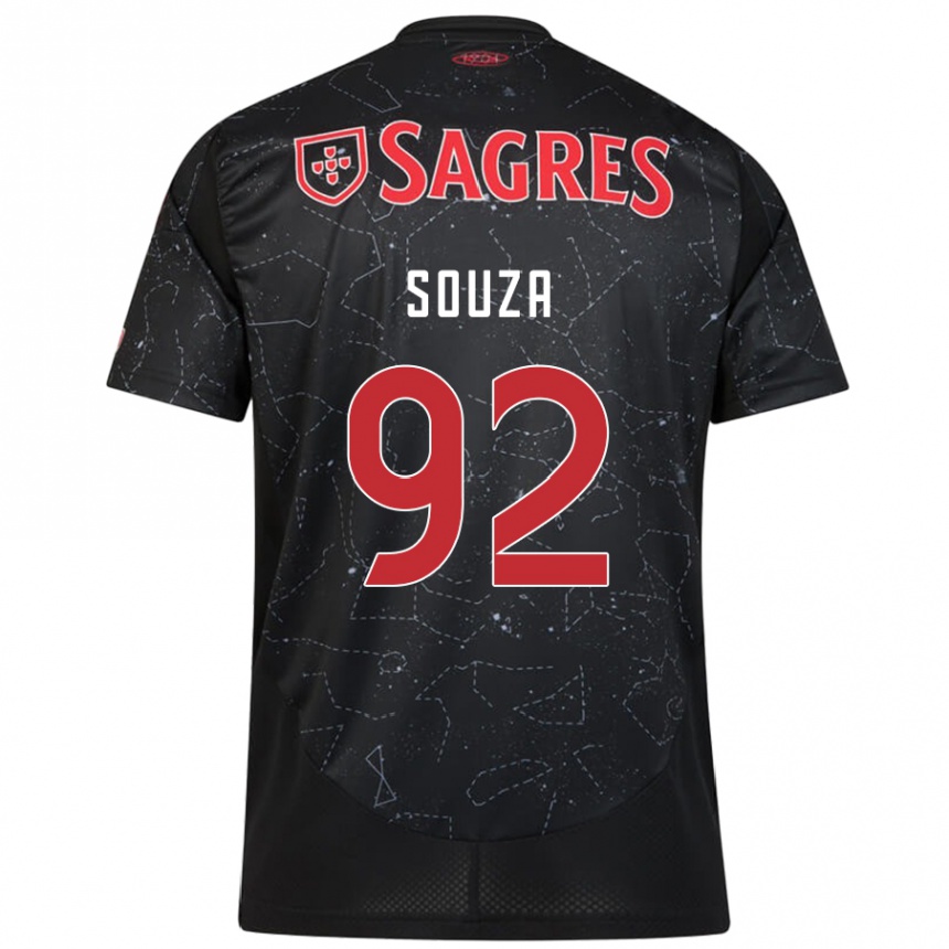 Kids Football Pedro Souza #92 Black Red Away Jersey 2024/25 T-Shirt Canada