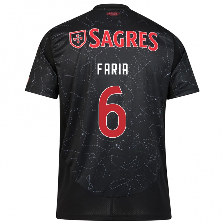 Kids Football Andreia Faria #6 Black Red Away Jersey 2024/25 T-Shirt Canada