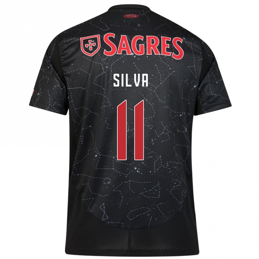 Kids Football Jéssica Silva #11 Black Red Away Jersey 2024/25 T-Shirt Canada