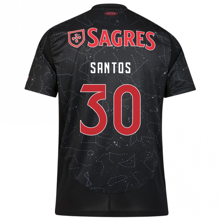 Kids Football Daniela Santos #30 Black Red Away Jersey 2024/25 T-Shirt Canada