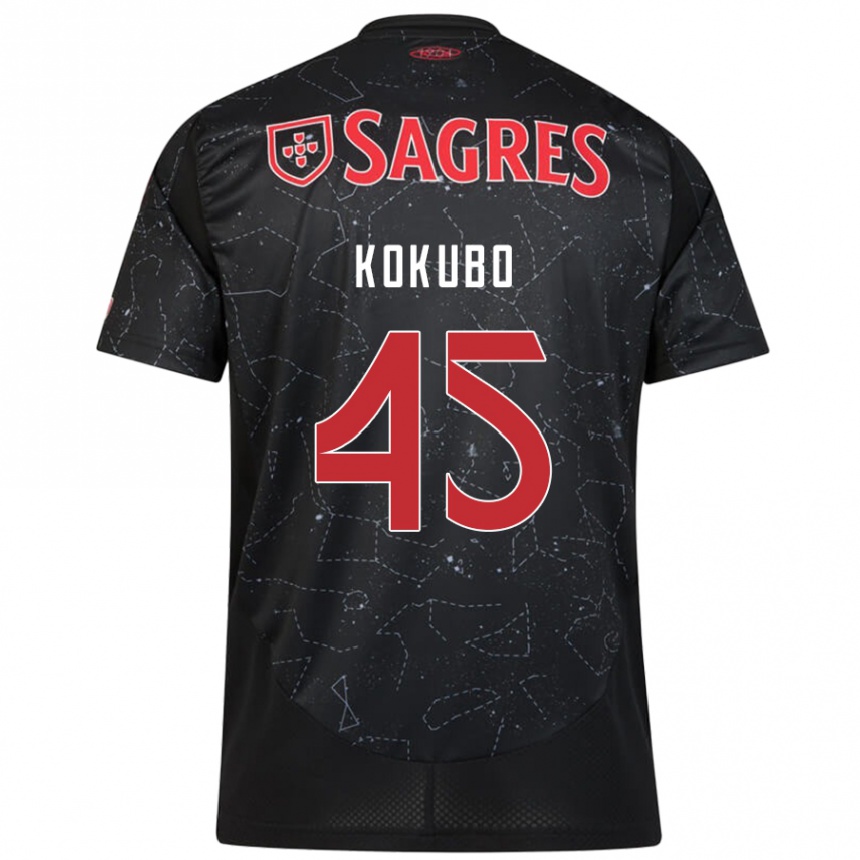 Kids Football Leo Kokubo #45 Black Red Away Jersey 2024/25 T-Shirt Canada