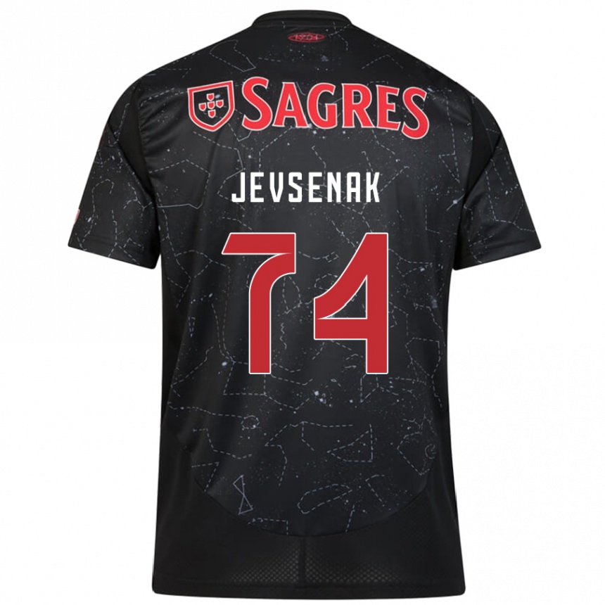 Enfant Football Maillot Zan Jevsenak #74 Noir Rouge Tenues Extérieur 2024/25 Canada