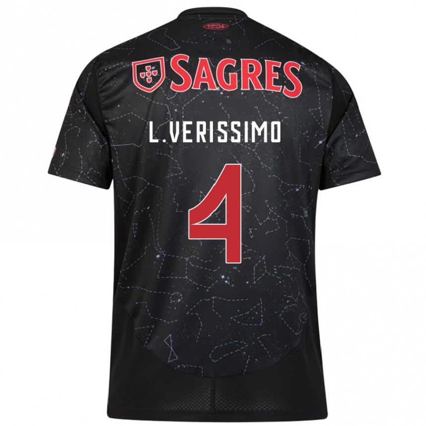 Kids Football Lucas Verissimo #4 Black Red Away Jersey 2024/25 T-Shirt Canada