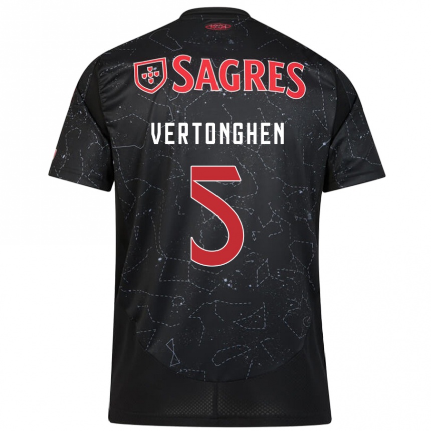 Kids Football Jan Vertonghen #5 Black Red Away Jersey 2024/25 T-Shirt Canada