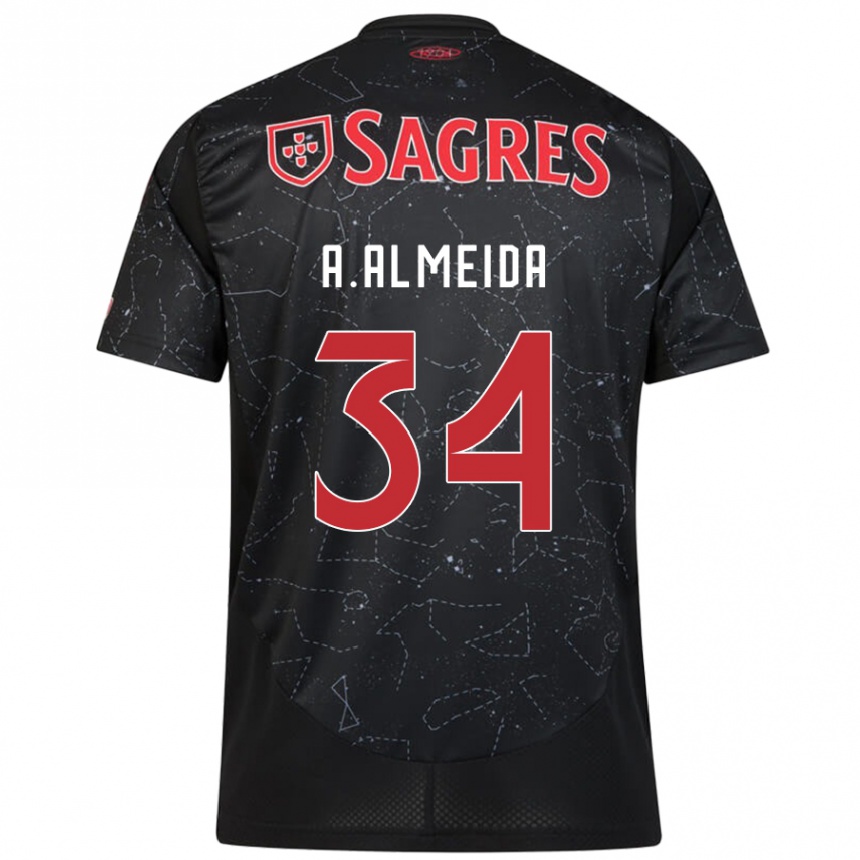 Kids Football Andre Almeida #34 Black Red Away Jersey 2024/25 T-Shirt Canada