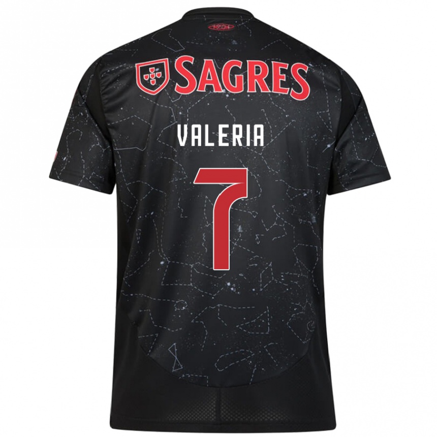 Kids Football Valeria #7 Black Red Away Jersey 2024/25 T-Shirt Canada