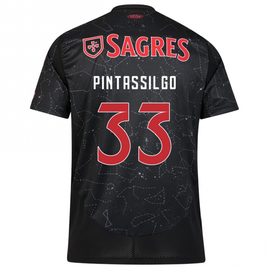 Kids Football Lara Pintassilgo #33 Black Red Away Jersey 2024/25 T-Shirt Canada