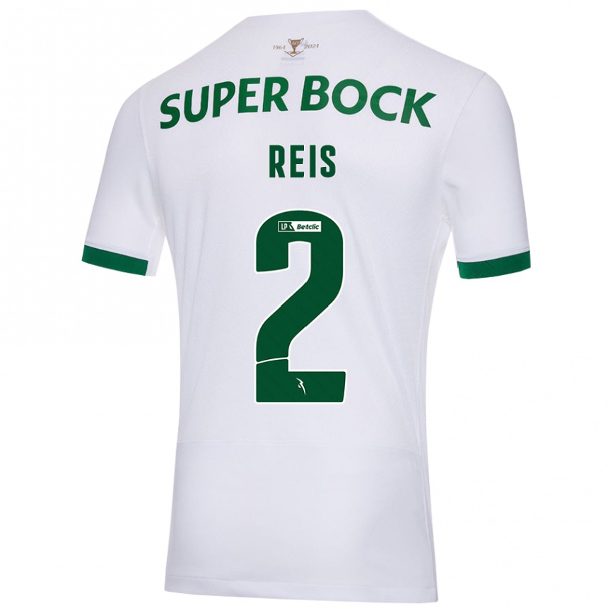 Kids Football Matheus Reis #2 White Green Away Jersey 2024/25 T-Shirt Canada