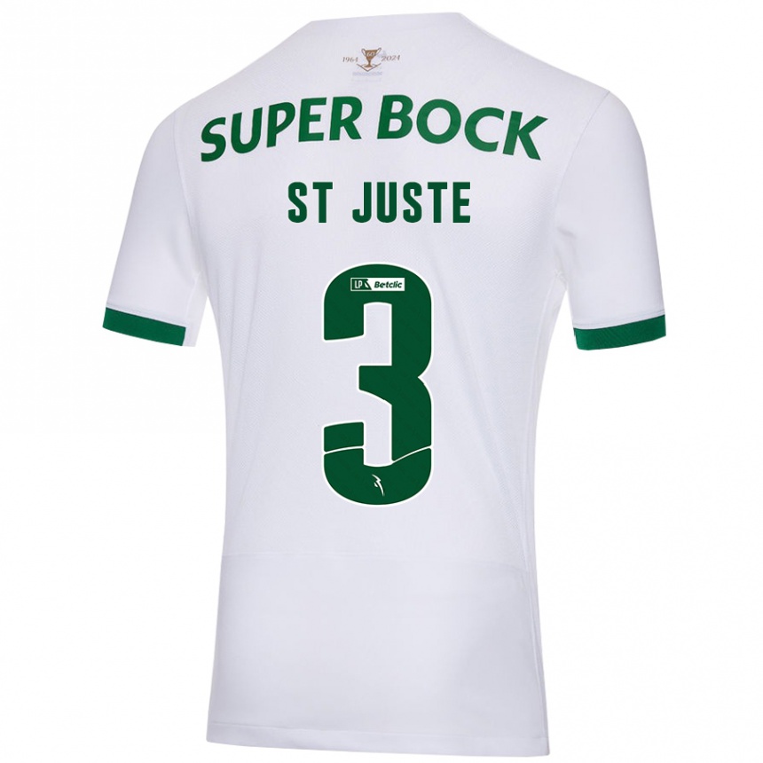 Kids Football Jerry St. Juste #3 White Green Away Jersey 2024/25 T-Shirt Canada