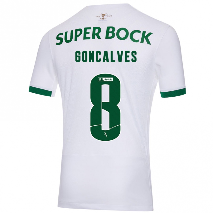 Kids Football Pedro Gonçalves #8 White Green Away Jersey 2024/25 T-Shirt Canada