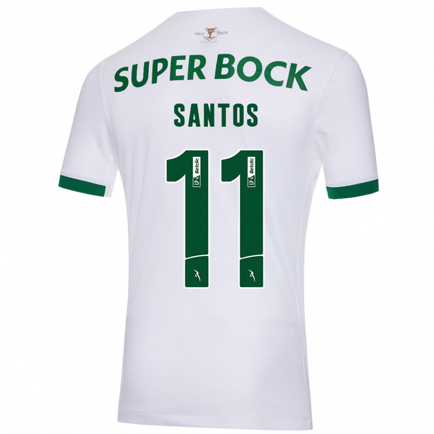 Kids Football Nuno Santos #11 White Green Away Jersey 2024/25 T-Shirt Canada