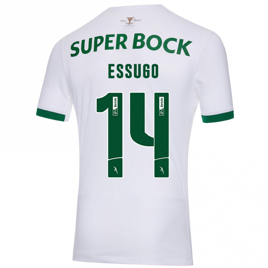 Kids Football Dário Essugo #14 White Green Away Jersey 2024/25 T-Shirt Canada