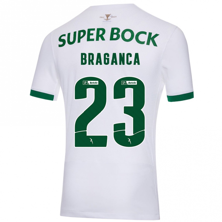 Kids Football Daniel Bragança #23 White Green Away Jersey 2024/25 T-Shirt Canada